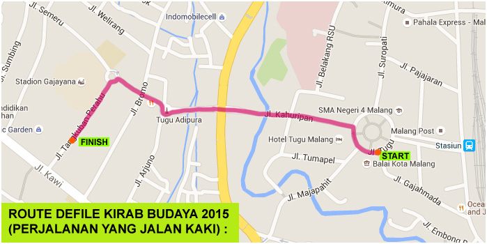 Rute Kirab Budaya (Peserta Jalan Kaki), Rabu (19/8/2015)
